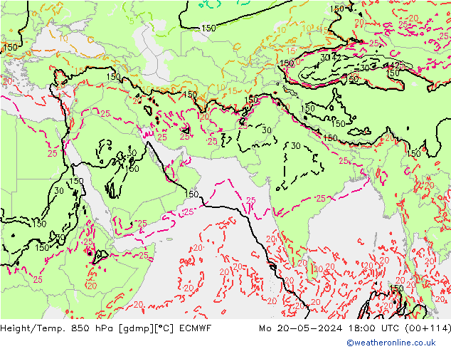 Z500/Rain (+SLP)/Z850 ECMWF lun 20.05.2024 18 UTC