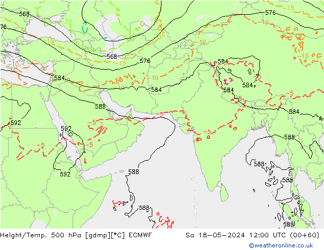 Z500/Rain (+SLP)/Z850 ECMWF Sa 18.05.2024 12 UTC