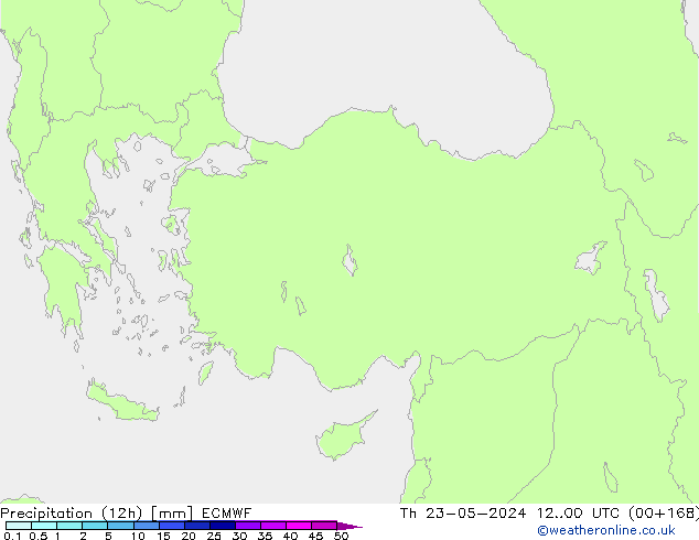 Precipitation (12h) ECMWF Th 23.05.2024 00 UTC
