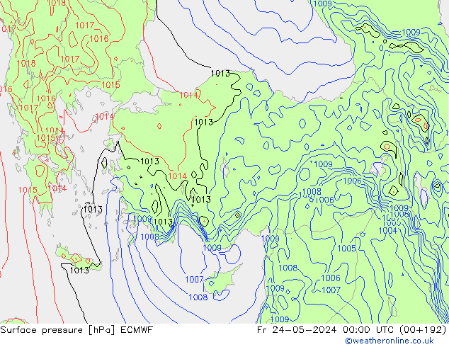 приземное давление ECMWF пт 24.05.2024 00 UTC