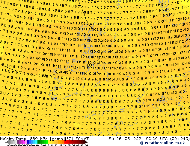 Height/Temp. 850 hPa ECMWF Su 26.05.2024 00 UTC