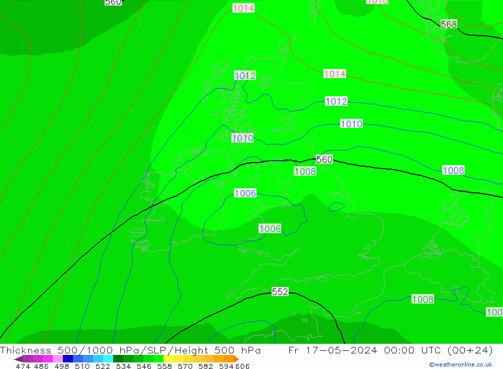 500-1000 hPa Kalınlığı ECMWF Cu 17.05.2024 00 UTC