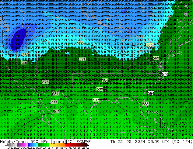 Z500/Rain (+SLP)/Z850 ECMWF Th 23.05.2024 06 UTC