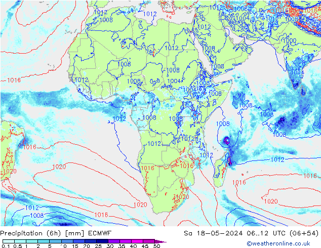 Z500/Rain (+SLP)/Z850 ECMWF сб 18.05.2024 12 UTC