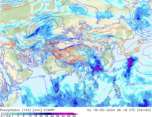 Precipitazione (12h) ECMWF sab 18.05.2024 18 UTC