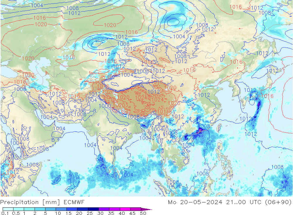 Precipitation ECMWF Mo 20.05.2024 00 UTC