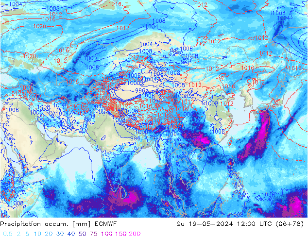 Precipitation accum. ECMWF Su 19.05.2024 12 UTC