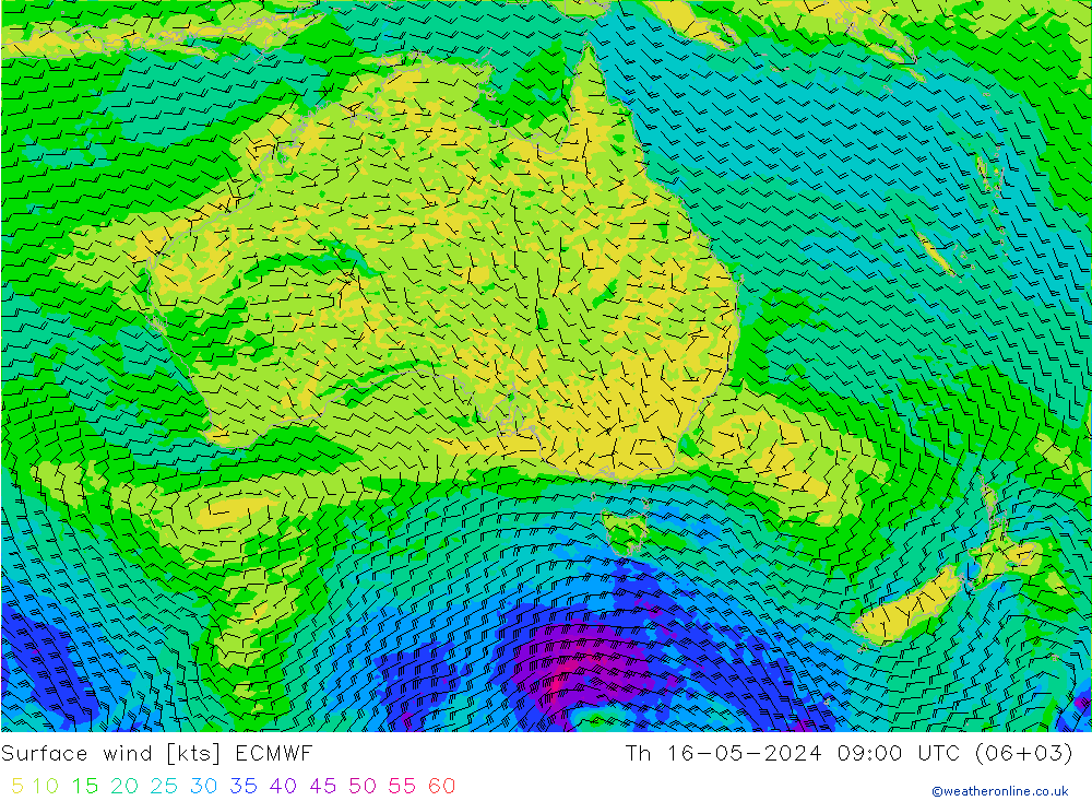 Surface wind ECMWF Th 16.05.2024 09 UTC