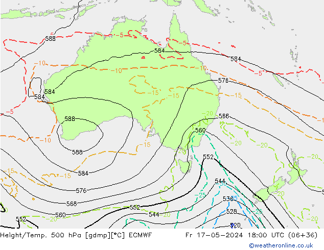 Z500/Yağmur (+YB)/Z850 ECMWF Cu 17.05.2024 18 UTC