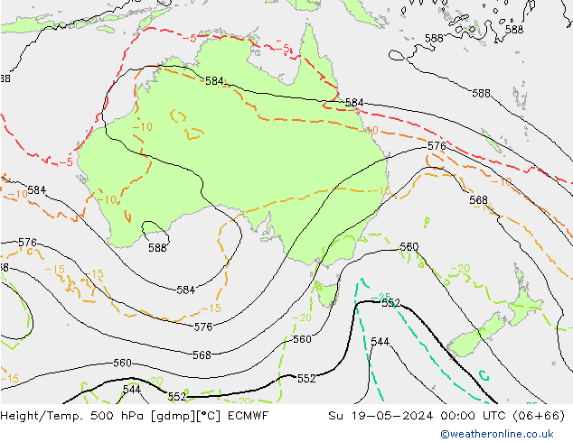 Hoogte/Temp. 500 hPa ECMWF zo 19.05.2024 00 UTC
