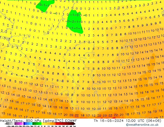 Z500/Rain (+SLP)/Z850 ECMWF Th 16.05.2024 12 UTC