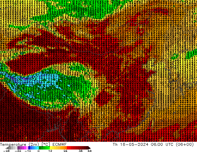 温度图 ECMWF 星期四 16.05.2024 06 UTC
