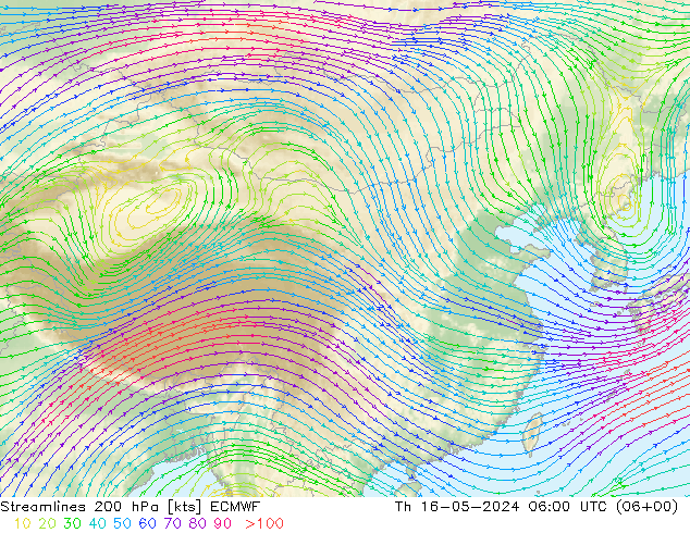 风 200 hPa ECMWF 星期四 16.05.2024 06 UTC