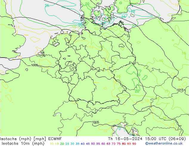 Isotaca (mph) ECMWF jue 16.05.2024 15 UTC