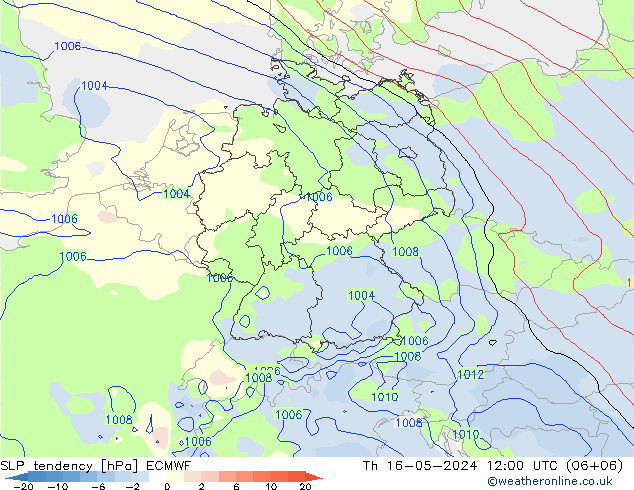 Drucktendenz ECMWF Do 16.05.2024 12 UTC