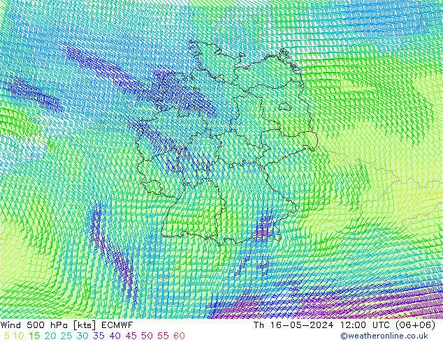 风 500 hPa ECMWF 星期四 16.05.2024 12 UTC