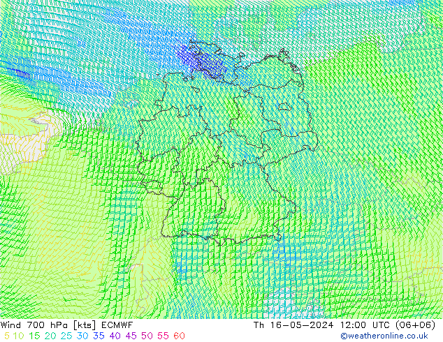 Wind 700 hPa ECMWF Th 16.05.2024 12 UTC