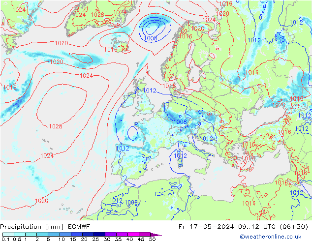 Precipitation ECMWF Fr 17.05.2024 12 UTC