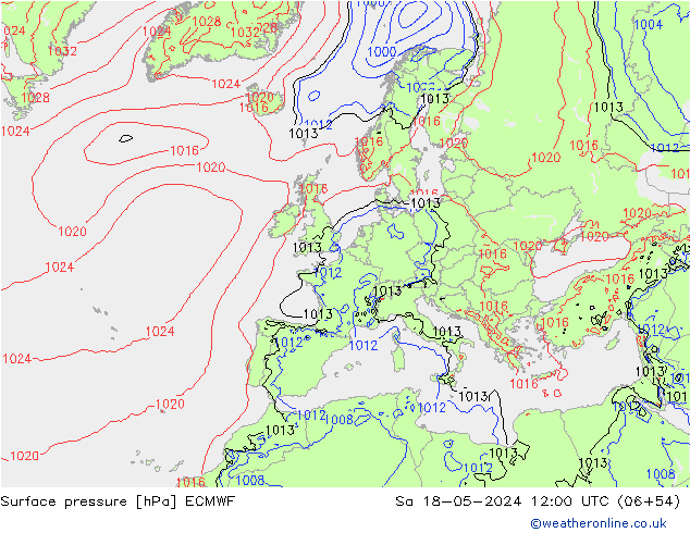 pressão do solo ECMWF Sáb 18.05.2024 12 UTC