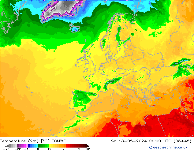 Temperature (2m) ECMWF So 18.05.2024 06 UTC