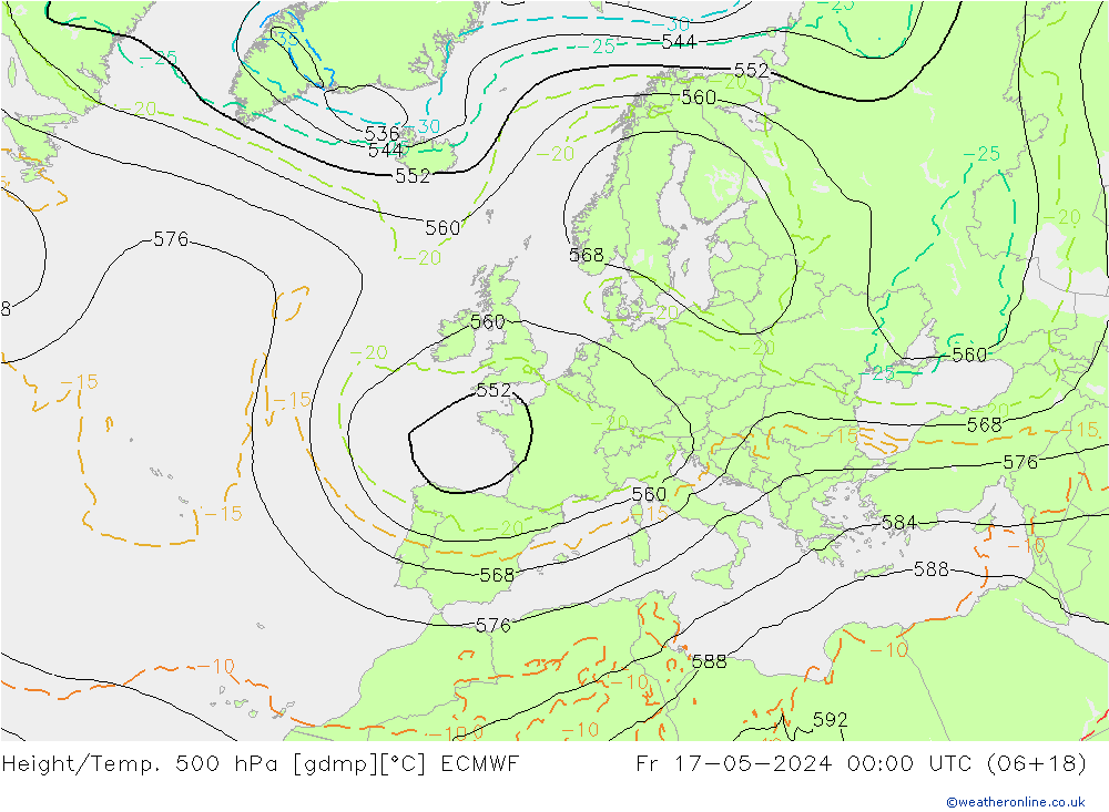 Height/Temp. 500 hPa ECMWF  17.05.2024 00 UTC