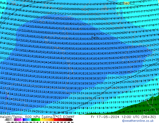 Z500/Yağmur (+YB)/Z850 ECMWF Cu 17.05.2024 12 UTC