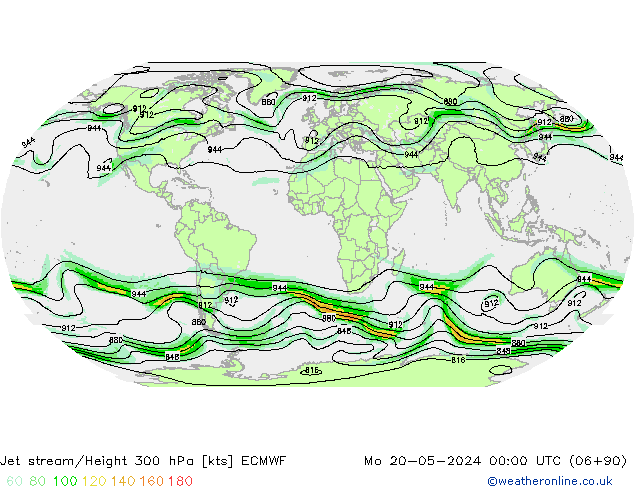 Jet stream/Height 300 hPa ECMWF Mo 20.05.2024 00 UTC