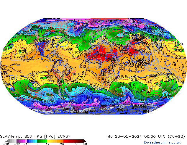 SLP/Temp. 850 hPa ECMWF Mo 20.05.2024 00 UTC