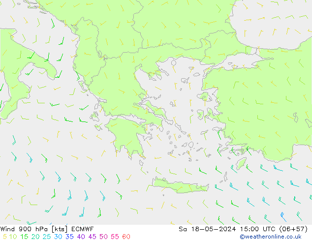 Rüzgar 900 hPa ECMWF Cts 18.05.2024 15 UTC