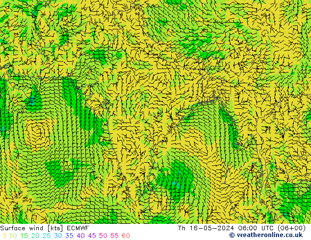Surface wind ECMWF Th 16.05.2024 06 UTC