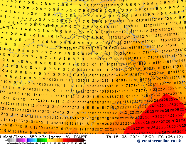 Z500/Rain (+SLP)/Z850 ECMWF Th 16.05.2024 18 UTC