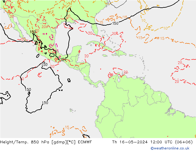 Z500/Rain (+SLP)/Z850 ECMWF Qui 16.05.2024 12 UTC