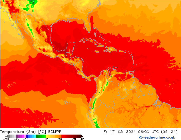 Temperatuurkaart (2m) ECMWF vr 17.05.2024 06 UTC