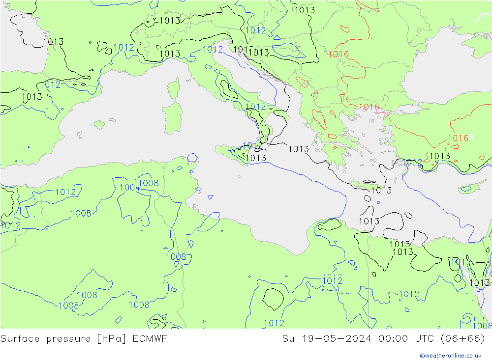 Surface pressure ECMWF Su 19.05.2024 00 UTC