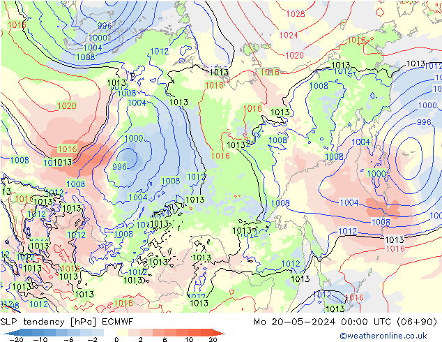 тенденция давления ECMWF пн 20.05.2024 00 UTC