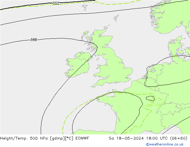 Z500/Rain (+SLP)/Z850 ECMWF sam 18.05.2024 18 UTC