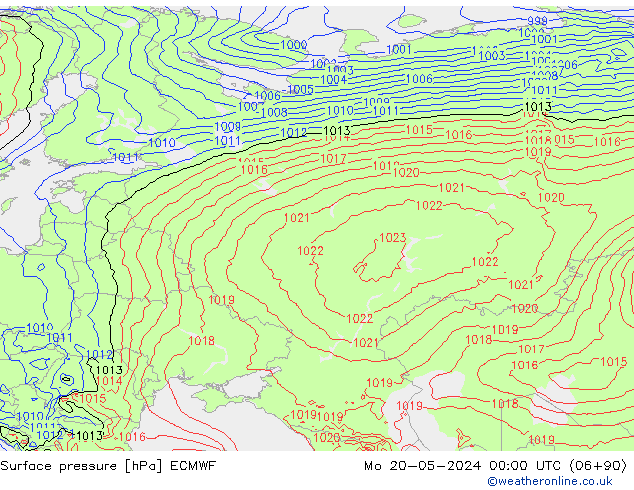 ciśnienie ECMWF pon. 20.05.2024 00 UTC