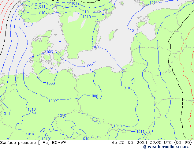 Pressione al suolo ECMWF lun 20.05.2024 00 UTC