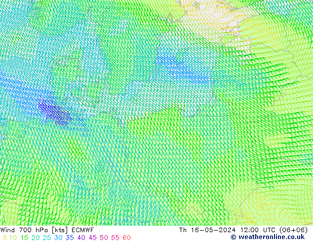 Wind 700 hPa ECMWF Th 16.05.2024 12 UTC