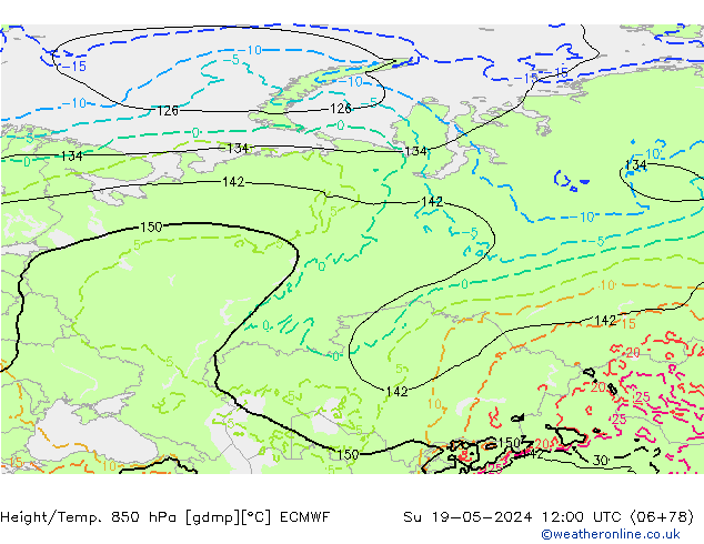 Z500/Rain (+SLP)/Z850 ECMWF  19.05.2024 12 UTC