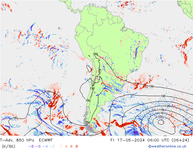 T-Adv. 850 hPa ECMWF ven 17.05.2024 06 UTC