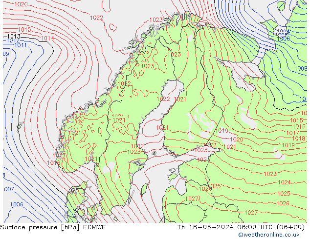 地面气压 ECMWF 星期四 16.05.2024 06 UTC