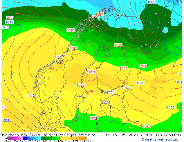 Thck 850-1000 hPa ECMWF 星期四 16.05.2024 09 UTC