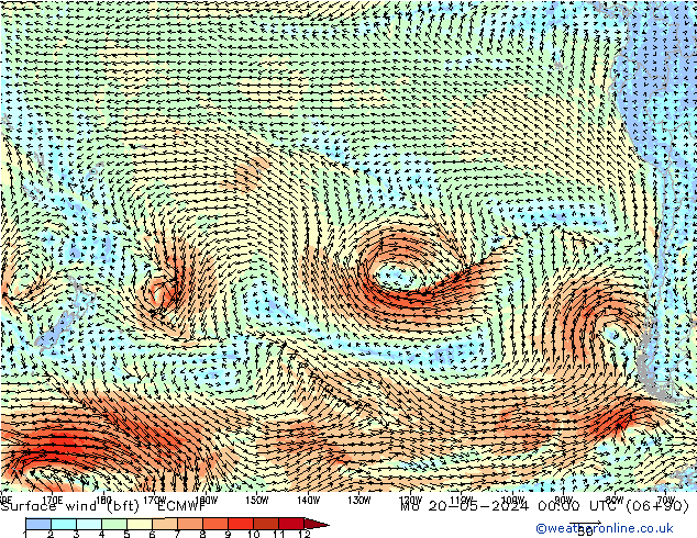 Bodenwind (bft) ECMWF Mo 20.05.2024 00 UTC