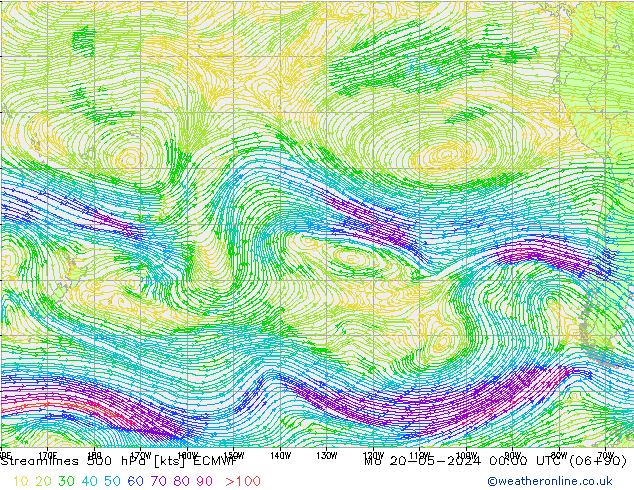Rüzgar 500 hPa ECMWF Pzt 20.05.2024 00 UTC
