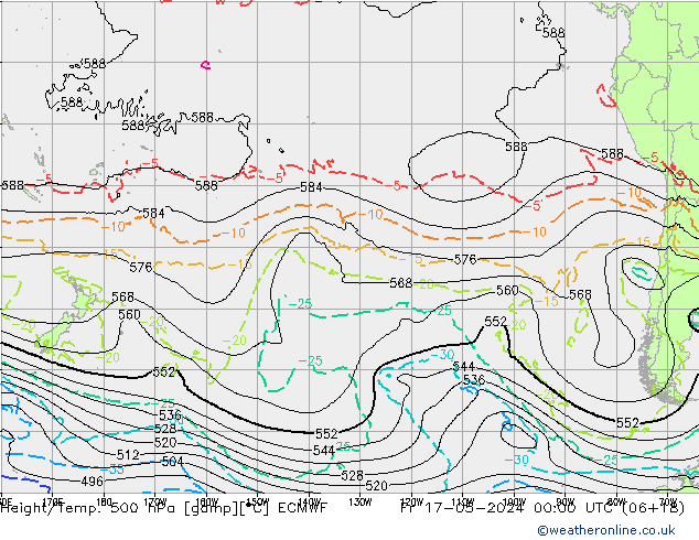 Z500/Yağmur (+YB)/Z850 ECMWF Cu 17.05.2024 00 UTC