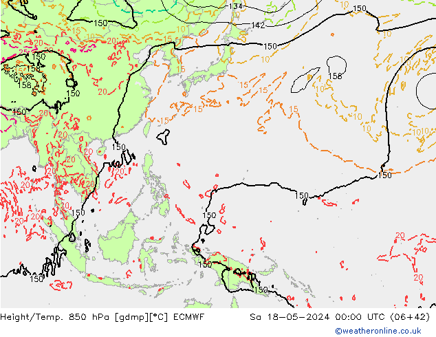 Z500/Rain (+SLP)/Z850 ECMWF Sáb 18.05.2024 00 UTC