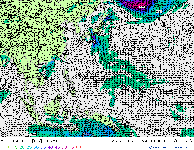 Wind 950 hPa ECMWF Mo 20.05.2024 00 UTC