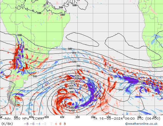 T-Adv. 500 гПа ECMWF чт 16.05.2024 06 UTC