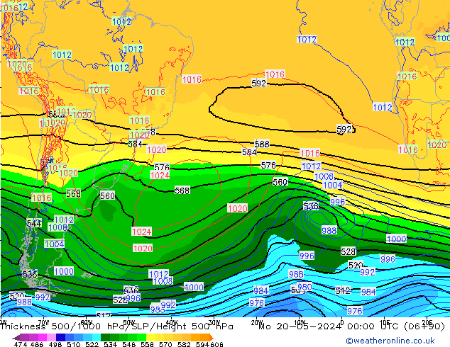 Thck 500-1000hPa ECMWF Mo 20.05.2024 00 UTC